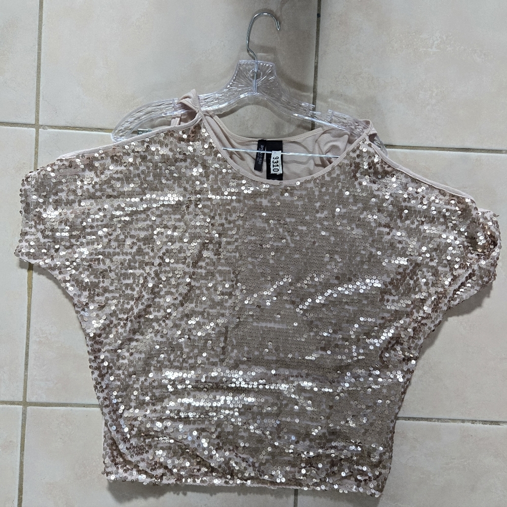 Sequin Pale Rose Gold Top